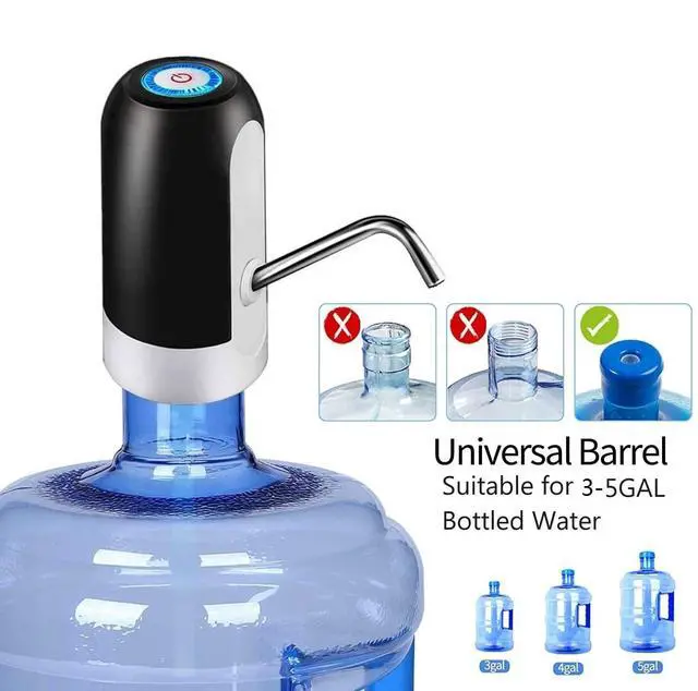 Alt view image 6 of 7 - Water Dispenser for 5 Gallon Bottle, Portable USB Charging Electric Water Pump, Drinking Water Jug Pump for Home, Kitchen, Living Room, Office, Camping, Universal for 3-5 Gallon (Black)