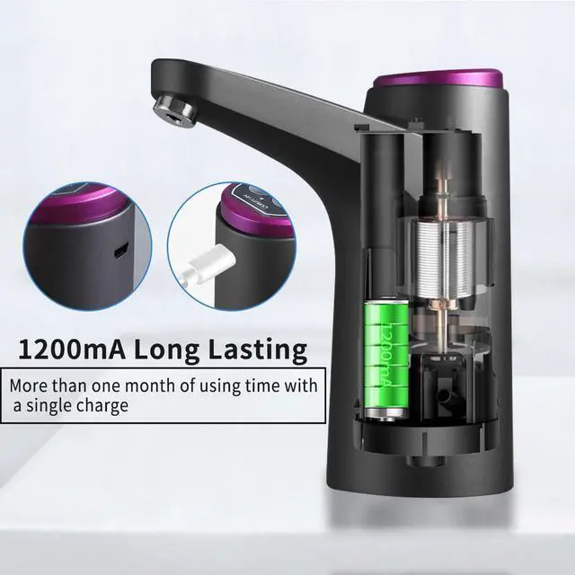 Alt view image 5 of 5 - Water Dispenser for 5 Gallon Bottle, 600ml Quantitative Water Pump,2 Colors Power Light,Portable USB Charging Electric Bottle Pump,Multipurpose Dispenser for Home Camping for 2-5 Gallon Jugs