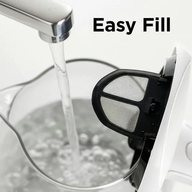 Alt view image 6 of 7 - Electric Kettle, 1.5L Borosilicate Glass Countertop Water Heater and Boiler for Coffee or Tea, BPA-Free, Auto Shut-Off, Boil-Dry Protection, Removable and Washable Spout Filter, White KG83W