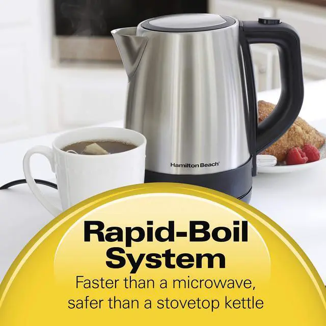 Alt view image 2 of 7 - Electric Tea Kettle, Water Boiler & Heater, 1 L, Cordless, Auto-Shutoff & Boil-Dry Protection, Stainless Steel (40998)