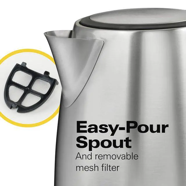 Alt view image 5 of 7 - Electric Tea Kettle, Water Boiler & Heater, 1 L, Cordless, Auto-Shutoff & Boil-Dry Protection, Stainless Steel (40998)