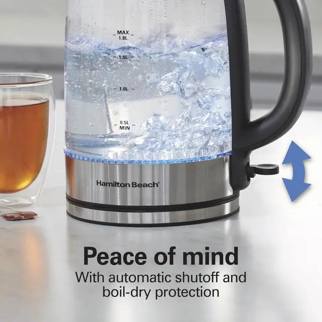 Alt view image 4 of 7 - Electric Tea Kettle, Water Boiler & Heater, 1.8 Liter, Cordless Serving, 1500 Watts for Fast Boiling, Auto-Shutoff and Boil-Dry Protection, Easy-View Glass (40853C)