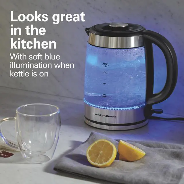 Alt view image 6 of 7 - Electric Tea Kettle, Water Boiler & Heater, 1.8 Liter, Cordless Serving, 1500 Watts for Fast Boiling, Auto-Shutoff and Boil-Dry Protection, Easy-View Glass (40853C)