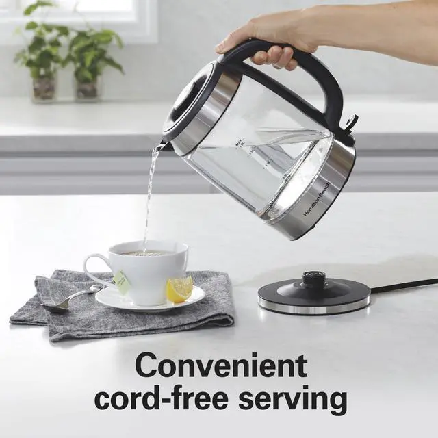 Alt view image 7 of 7 - Electric Tea Kettle, Water Boiler & Heater, 1.8 Liter, Cordless Serving, 1500 Watts for Fast Boiling, Auto-Shutoff and Boil-Dry Protection, Easy-View Glass (40853C)