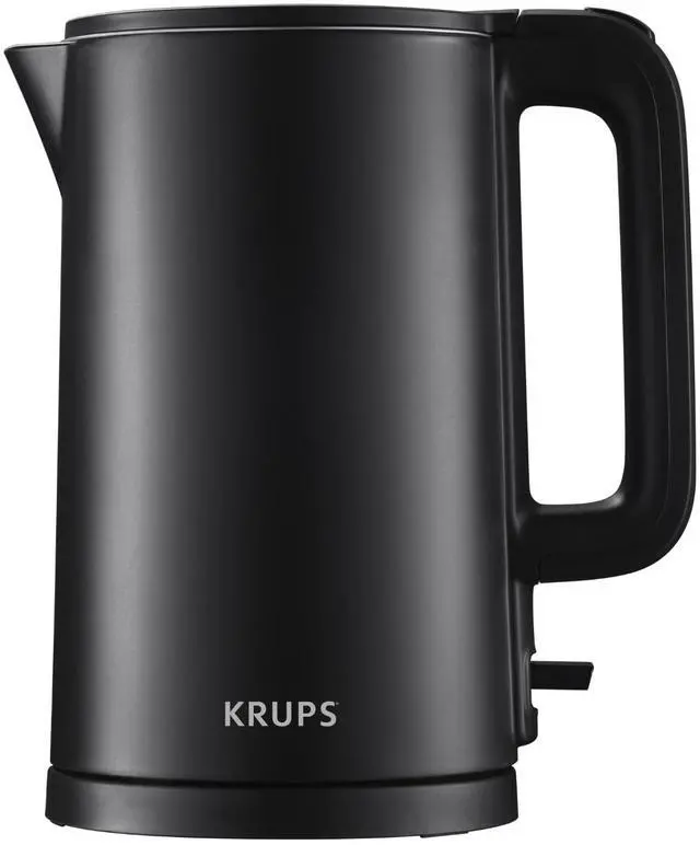 Main image of KRUPS 1.5L Electric Kettle Stainless Steel Cool Touch Interior, Fast Boiling, One Cup in 80 Seconds, Double Wall, Auto Off, Keep Warm, Hot Water Kettle Electric, Cordless, Black/White