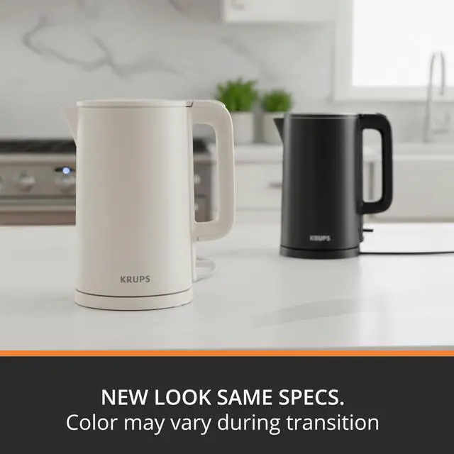 Alt view image 2 of 7 - KRUPS 1.5L Electric Kettle Stainless Steel Cool Touch Interior, Fast Boiling, One Cup in 80 Seconds, Double Wall, Auto Off, Keep Warm, Hot Water Kettle Electric, Cordless, Black/White
