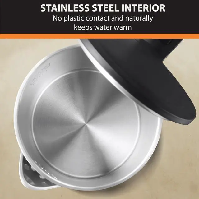 Alt view image 5 of 7 - KRUPS 1.5L Electric Kettle Stainless Steel Cool Touch Interior, Fast Boiling, One Cup in 80 Seconds, Double Wall, Auto Off, Keep Warm, Hot Water Kettle Electric, Cordless, Black/White