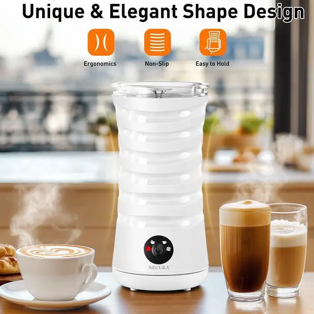 Alt view image 2 of 7 - Electric Milk Frother, Automatic Milk Steamer, 4-IN-1 Hot & Cold Foam Maker-8.4oz/240ml Milk Warmer for Latte, Cappuccinos, Macchiato with Silicone Spatula, Silent Operation & Shut-off