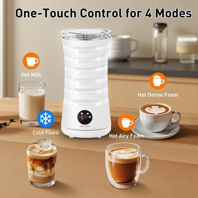 Alt view image 3 of 7 - Electric Milk Frother, Automatic Milk Steamer, 4-IN-1 Hot & Cold Foam Maker-8.4oz/240ml Milk Warmer for Latte, Cappuccinos, Macchiato with Silicone Spatula, Silent Operation & Shut-off