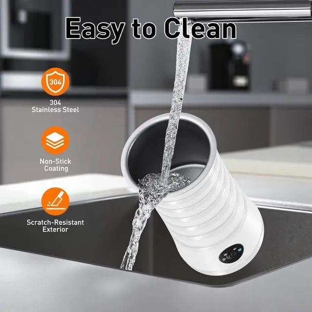 Alt view image 5 of 7 - Electric Milk Frother, Automatic Milk Steamer, 4-IN-1 Hot & Cold Foam Maker-8.4oz/240ml Milk Warmer for Latte, Cappuccinos, Macchiato with Silicone Spatula, Silent Operation & Shut-off