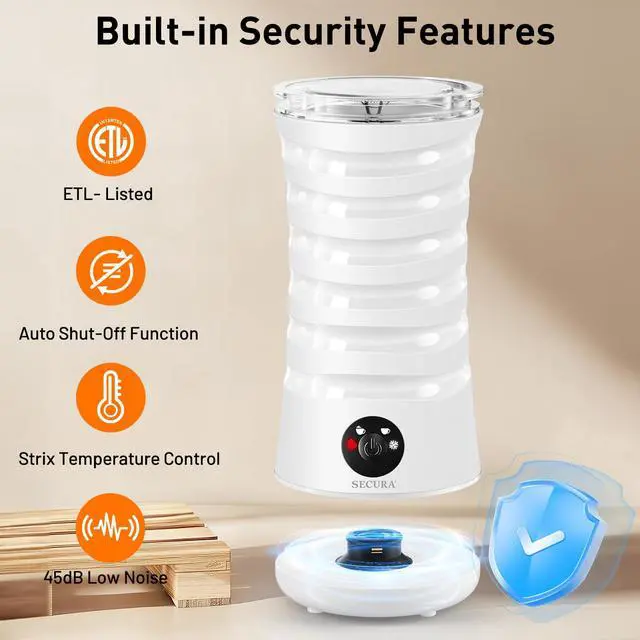 Alt view image 7 of 7 - Electric Milk Frother, Automatic Milk Steamer, 4-IN-1 Hot & Cold Foam Maker-8.4oz/240ml Milk Warmer for Latte, Cappuccinos, Macchiato with Silicone Spatula, Silent Operation & Shut-off