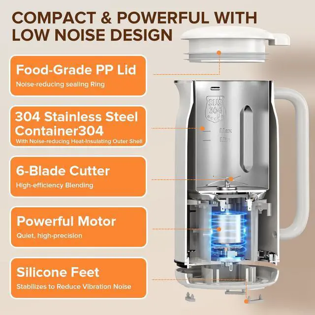 Alt view image 3 of 4 - 10 in 1 Nut Milk Maker Blender, 20oz (600ml) Homemade Nut Milk Maker Machine, Almond, Soy, Oat, Juice, Milkshake, Smoothies, Baby Food, Plant Based Milks with Delay Start, Keep Warm, Selfclean