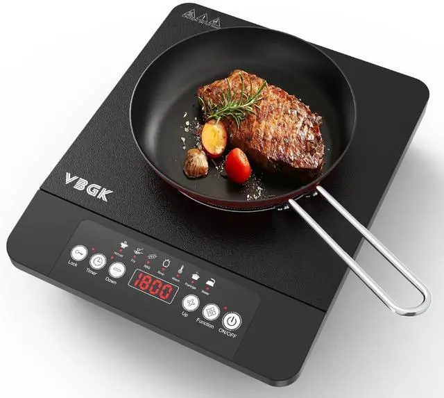 Main image of Single Burner Induction Cooktop,1800W Portable Induction Cooktop,110V Hot Plate with LCD Sensor Touch, 7 Temp Levels up to 518°F, Safety Lock, 4-Hour Timer, 9 Heat-Resistant Cooking
