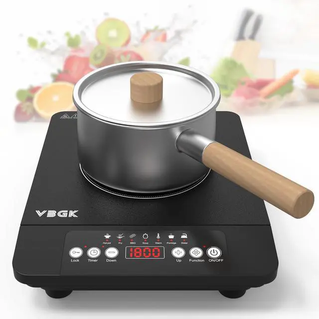 Main image of Portable induction Cooktop,110V Single Burner Induction Stove Top,1800W Induction Hot Plate Electric Burner,7 Power Levels, Kids Lock & Timer,LED touch control,Overheat Protection