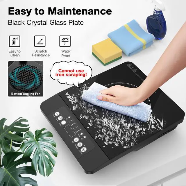 Alt view image 6 of 7 - Portable induction Cooktop,110V Single Burner Induction Stove Top,1800W Induction Hot Plate Electric Burner,7 Power Levels, Kids Lock & Timer,LED touch control,Overheat Protection