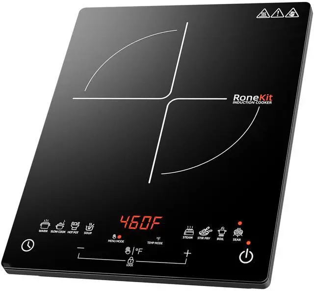 Main image of Induction Cooktop 1800W Portable Electric Stove Countertop, 8 Preset Functions & Temp Settings, 2 Cooking Modes, Timer, Child Lock for Tiny Kitchen, Apartment, Camping, RV Countertop Burner
