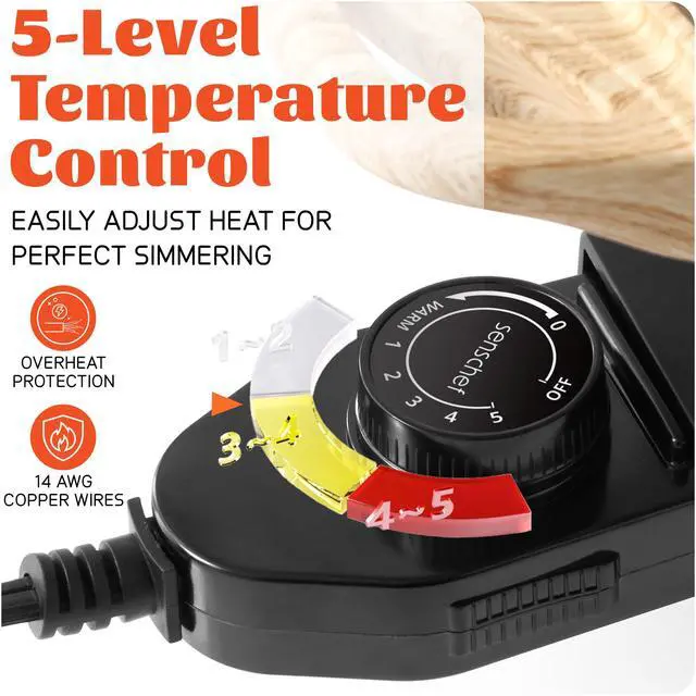 Alt view image 7 of 7 - TWIN Electric Hot Pot with Divider | PFAS-Free Ceramic Nonstick Pot | EvenHeat Cast Aluminum Body | 1500W Fast Heating | Dual-Flavor Shabu Shabu Pots | 1-Yr Warranty | Ceramic Apricot