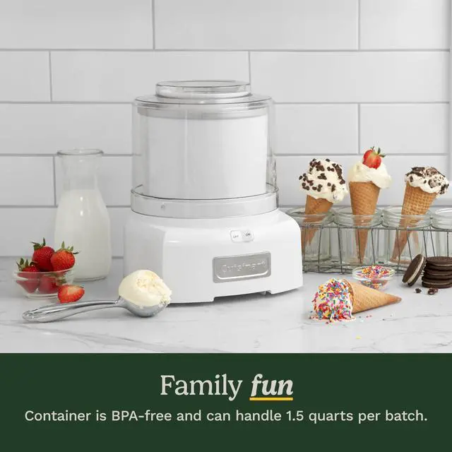 Alt view image 2 of 6 - Ice Cream Maker, 1.5 Quart Double Insulated, Sorbet and Frozen Yogurt Maker, Ready in 20 Minutes, ICE-21P1, White