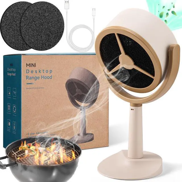 Main image of Portable Range Hood for Cooking, Rechargeable Kitchen Exhaust Fan, 125° Adjustable Rotation, Low Noise, Reusable Carbon Filter for Smoke Removal in Kitchens, BBQs, Hot Pots, RVs & Apartments