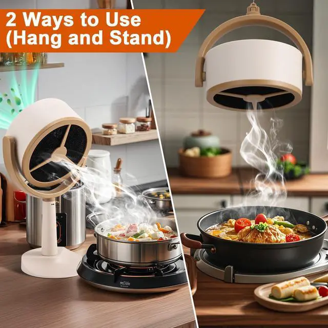 Alt view image 5 of 7 - Portable Range Hood for Cooking, Rechargeable Kitchen Exhaust Fan, 125° Adjustable Rotation, Low Noise, Reusable Carbon Filter for Smoke Removal in Kitchens, BBQs, Hot Pots, RVs & Apartments