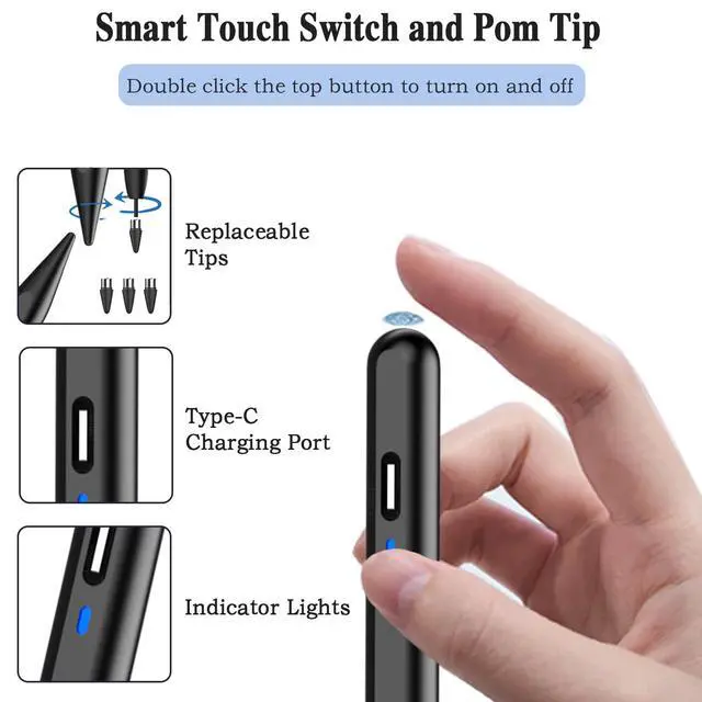 Alt view image 5 of 7 - Stylus Pen for Android Tablet, Tablet Pencil for iOS/Android,Rechargeable Active Stylus Pen for iPhone/Samsung/XiaoMi/Huawei/Vivo/Lenovo/Switch 2 and Other Android Smartphones and Tablets-Black