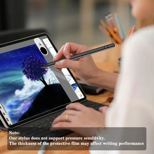 Alt view image 7 of 7 - Stylus Pen for Android Tablet, Tablet Pencil for iOS/Android,Rechargeable Active Stylus Pen for iPhone/Samsung/XiaoMi/Huawei/Vivo/Lenovo/Switch 2 and Other Android Smartphones and Tablets-Black