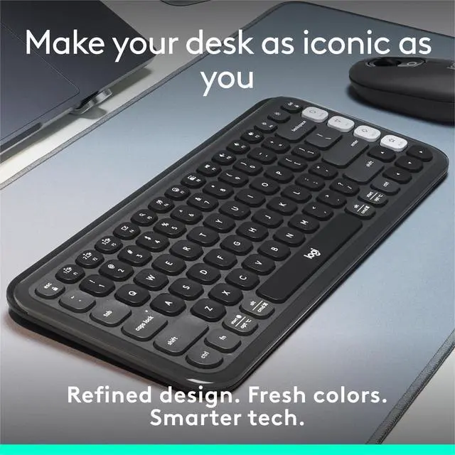 Alt view image 2 of 7 - Wireless Bluetooth Keyboard, Comfortable Typing, Programmable Keys, Easy-Switch Between up to 3 Devices, for Laptop, Tablet, PC Graphite and White