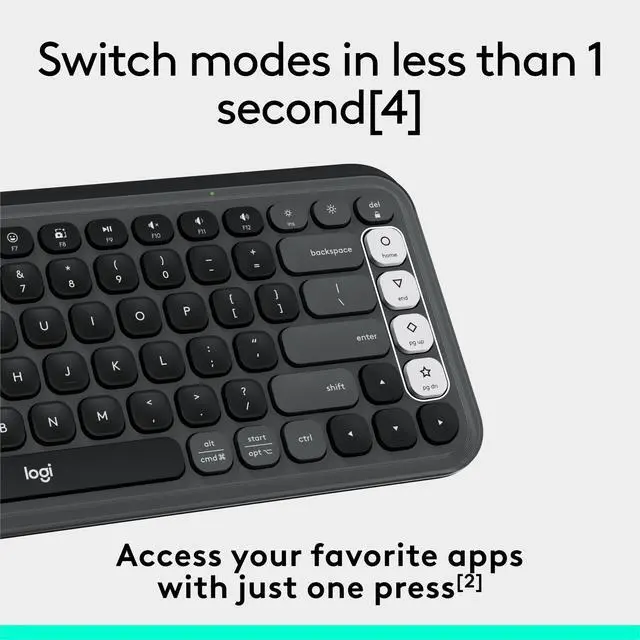 Alt view image 5 of 7 - Wireless Bluetooth Keyboard, Comfortable Typing, Programmable Keys, Easy-Switch Between up to 3 Devices, for Laptop, Tablet, PC Graphite and White