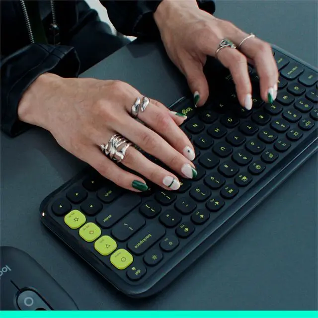 Alt view image 7 of 7 - Wireless Bluetooth Keyboard, Comfortable Typing, Programmable Keys, Easy-Switch Between up to 3 Devices, for Laptop, Tablet, PC Graphite and White