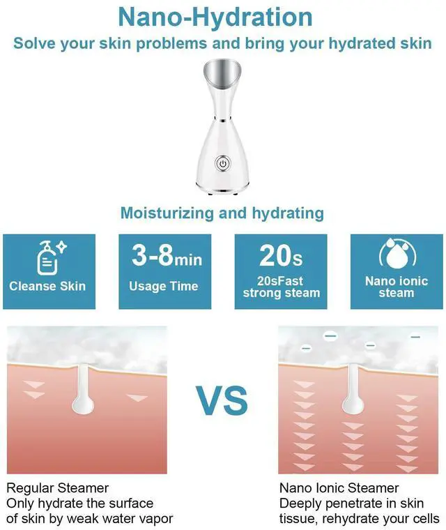 Alt view image 3 of 7 - Facial Steamer for Facial Deep Cleaning, Moisturize, Unclog Pores, Face Spa, Nano Ionic Humidifier, Home Facial Warm Mist Face Steamer with Blackhead Removal Kit, Brush, Hair Band