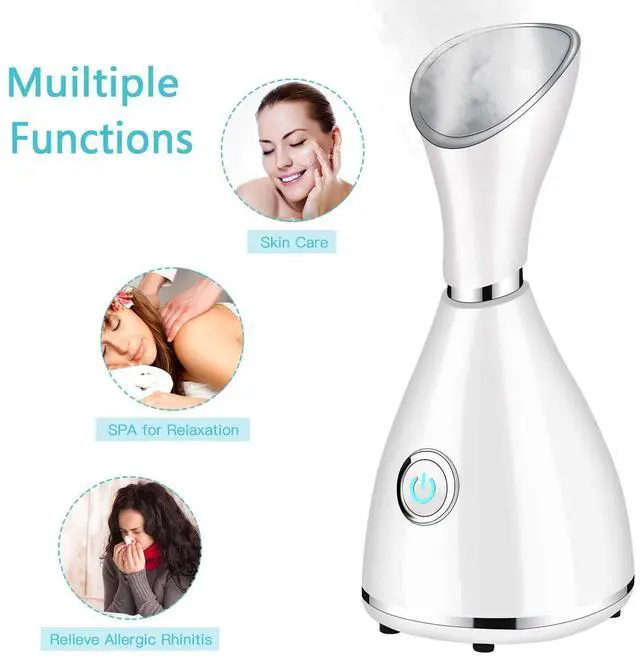 Alt view image 5 of 7 - Facial Steamer for Facial Deep Cleaning, Moisturize, Unclog Pores, Face Spa, Nano Ionic Humidifier, Home Facial Warm Mist Face Steamer with Blackhead Removal Kit, Brush, Hair Band