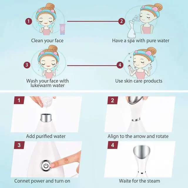 Alt view image 7 of 7 - Facial Steamer for Facial Deep Cleaning, Moisturize, Unclog Pores, Face Spa, Nano Ionic Humidifier, Home Facial Warm Mist Face Steamer with Blackhead Removal Kit, Brush, Hair Band