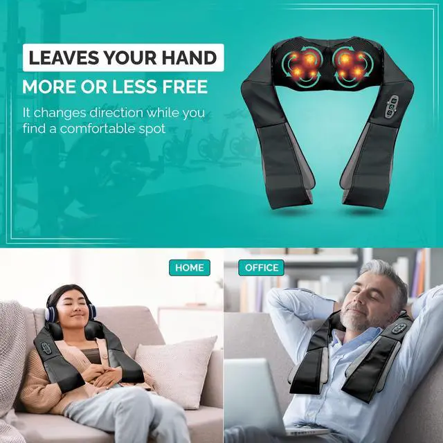 Alt view image 5 of 7 - FlexWorks Shiatsu Neck Shoulder & Back Massager with Heat Deep Kneading Electric Massager for Neck Back Shoulder Foot & Body