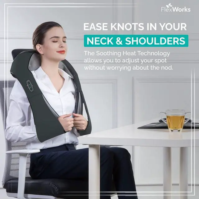 Alt view image 7 of 7 - FlexWorks Shiatsu Neck Shoulder & Back Massager with Heat Deep Kneading Electric Massager for Neck Back Shoulder Foot & Body