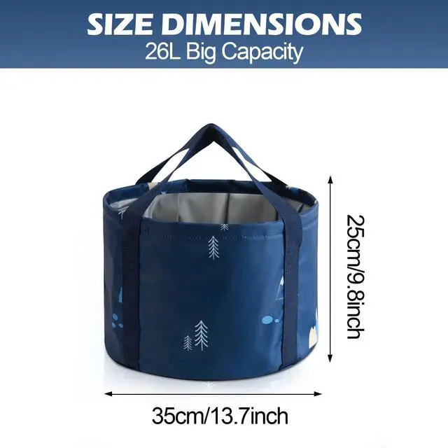 Alt view image 2 of 7 - Multifunctional Collapsible Bucket for Soaking Feet, Portable Foot Bath Bag, Foot Spa Soaking Feet Home Pedicure Basin Outdoor Camping for Washing, Fishing Wait Handy Carrying Bag, Large