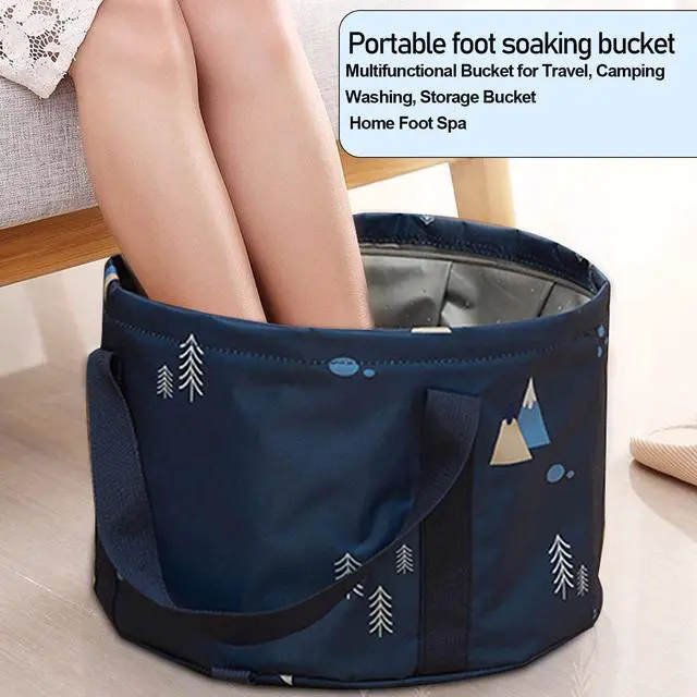 Alt view image 3 of 7 - Multifunctional Collapsible Bucket for Soaking Feet, Portable Foot Bath Bag, Foot Spa Soaking Feet Home Pedicure Basin Outdoor Camping for Washing, Fishing Wait Handy Carrying Bag, Large
