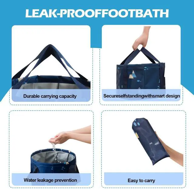 Alt view image 6 of 7 - Multifunctional Collapsible Bucket for Soaking Feet, Portable Foot Bath Bag, Foot Spa Soaking Feet Home Pedicure Basin Outdoor Camping for Washing, Fishing Wait Handy Carrying Bag, Large