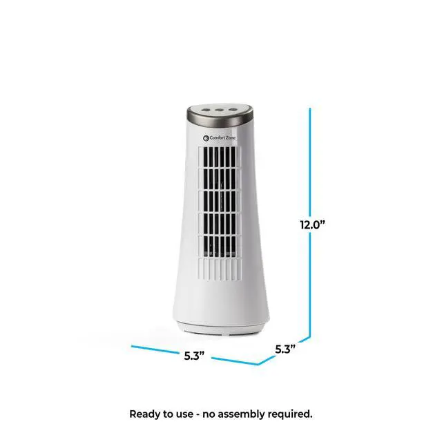 Alt view image 6 of 6 - 12-Inch Oscillating Desktop Tower Fan Ultra-Slim Bladeless Design with 2 Speeds, Electronic Touch Controls & Carry Handle Quiet Portable Personal Fan for Bedroom, Dorm, or Office