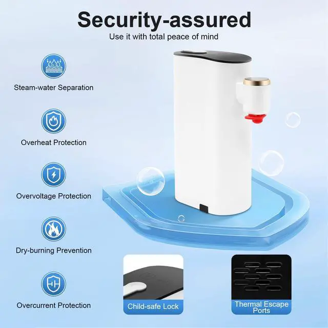 Alt view image 2 of 7 - Instant Hot Water Dispenser, 1500W Electric Kettles, Countertop Instant Water Dispenser with 5 Temperatures & 2 Water Volume, Ideal for Home, Coffee Shop, Tea House