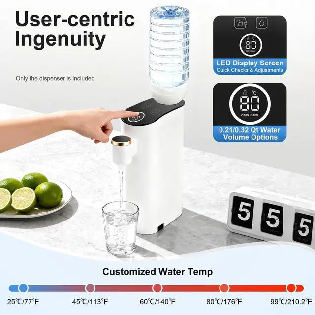 Alt view image 5 of 7 - Instant Hot Water Dispenser, 1500W Electric Kettles, Countertop Instant Water Dispenser with 5 Temperatures & 2 Water Volume, Ideal for Home, Coffee Shop, Tea House