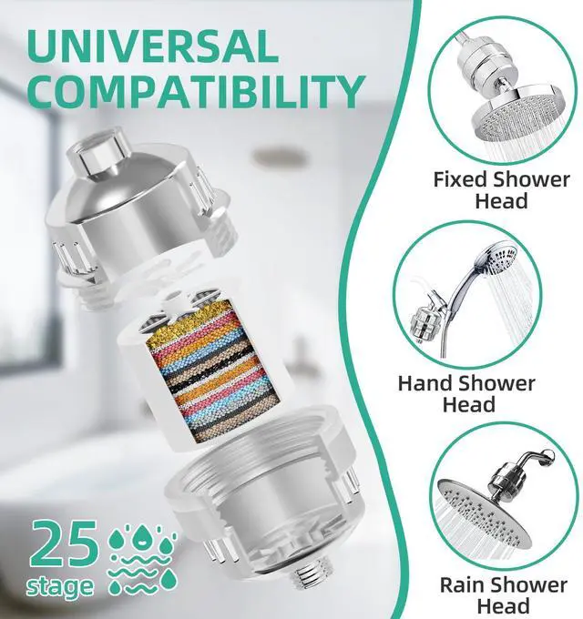 Alt view image 3 of 7 - High Output Revitalizing Shower Filter Rich in KDF55,Hard Water Softener Removes 99% Chlorine,Fluoride,Lead & Chemicals,Reduces Eczema &Dandruff,Prevents Scale,Revitalizes Skin & Hair,Nails, Chrome