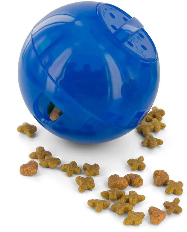 SlimCat Interactive Feeder - Combines Play with Mealtime - Adjustable Portions - BPA-Free Plastic - Slow Feeder for Digestion - Lightweight, Dishwasher-Safe Toy - Blue