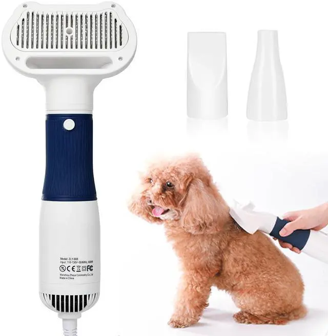 Main image of 3-in-1 Pet Hair Dryer & Slicker Brush for Dogs & Cats Portable, Professional, Adjustable Temp, Overheat Protection Dog Hair Dryer