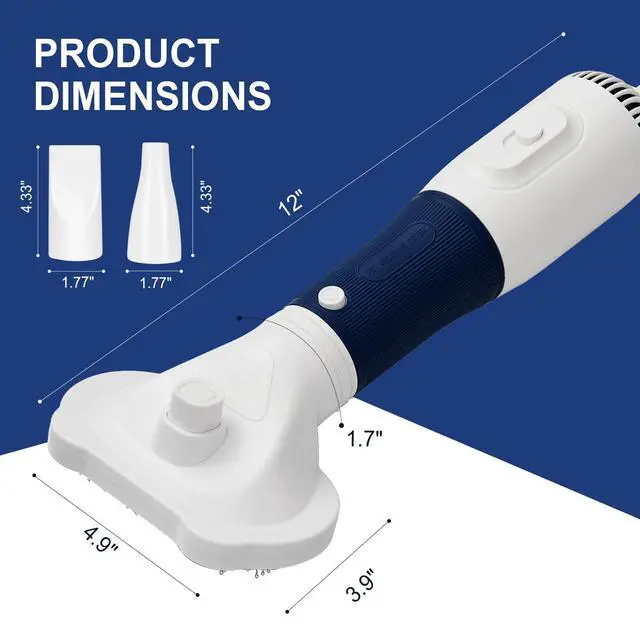 Alt view image 7 of 7 - 3-in-1 Pet Hair Dryer & Slicker Brush for Dogs & Cats Portable, Professional, Adjustable Temp, Overheat Protection Dog Hair Dryer