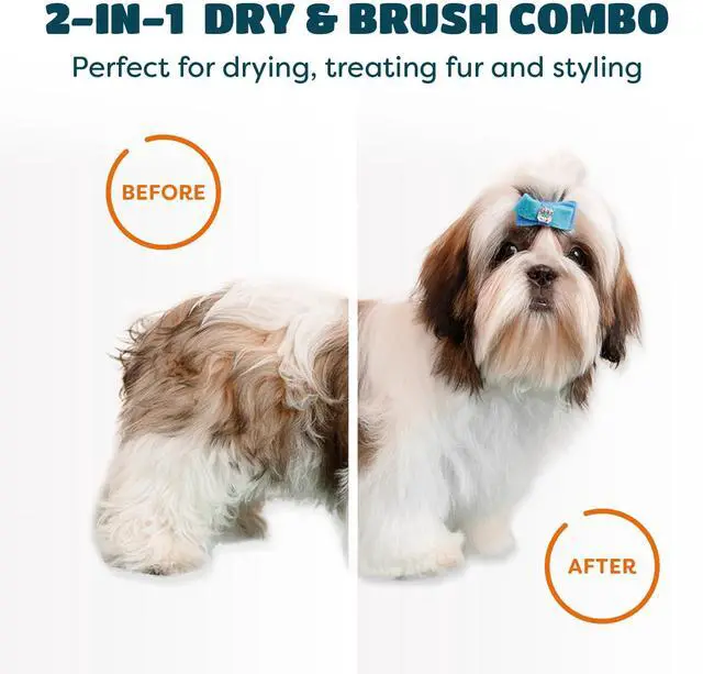 Alt view image 6 of 7 - 2-in-1 Dog Hair Dryer with Slicker Brush for Small-Sized Dogs and Cats | Pet Hair Dryer | Dog Blow Dryer | 300 Watts, 75-85 dB, Adjustable Temperature, Overheat Protection