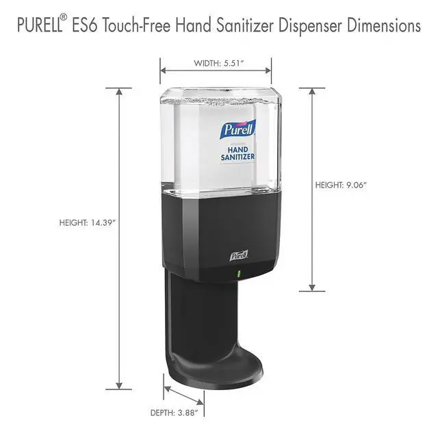 Alt view image 6 of 7 - ES6 Automatic Hand Sanitizer Dispenser, Graphite, Compatible with 1200 mL PURELL ES6 Hand Sanitizer Refills (Pack of 1) - 6424-01