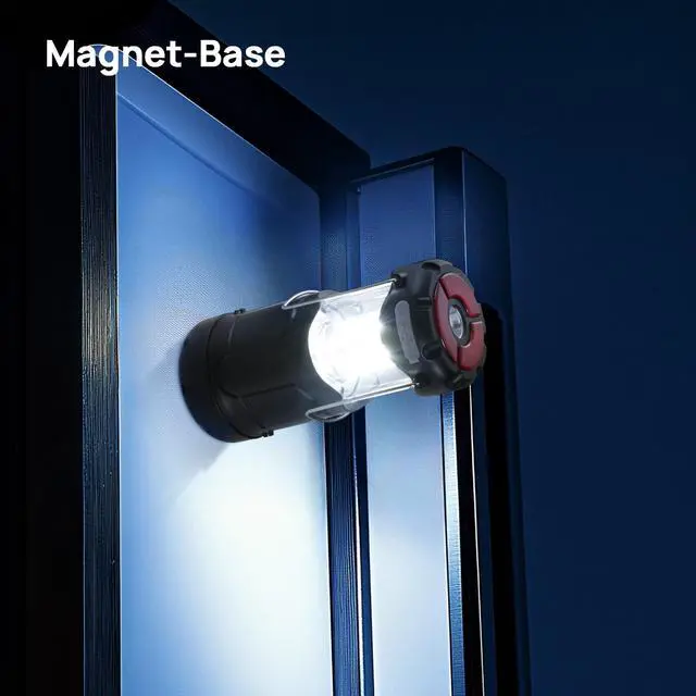 Alt view image 5 of 7 - 2 Pack LED Camping Lantern, Consciot USB C Rechargeable and Battery Powered 2-in-1 Emergency Light with Flashlight and Magnetic Base, Power Outages Hurricane Supplies Survival Kits,Black