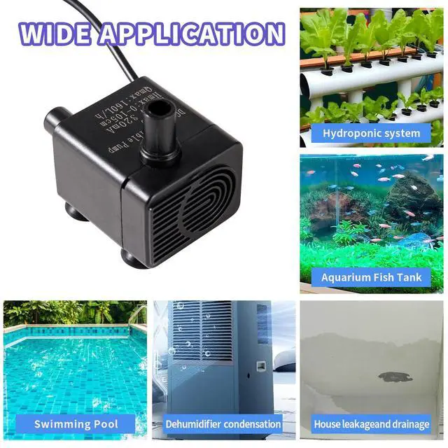 Alt view image 2 of 7 - Automatic small sewage pump with water sensor, 3 feet high lift and 100 GPH, mini condensate pump, mini automatic water pump, suitable for pet water fountains, dehumidifiers, auto on/off (Black)