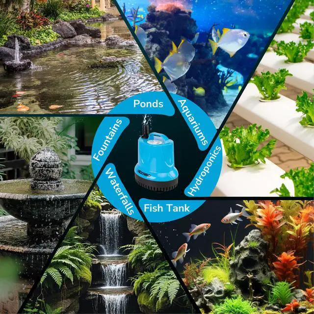 Alt view image 7 of 7 - 400GPH Submersible Water Fountain Pump, 40W Small Sump Pump with 8FT High Lift, Aquarium Pumps for Outdoor Pond, Hydroponic, Statuary, Waterfall, Aquarium, Fish Tank