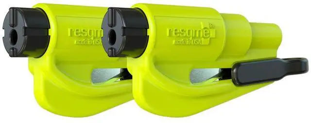 Main image of Pack of 2, The Original Emergency Keychain Car Escape Tool, 2-in-1 Seatbelt Cutter and Window Breaker, Made in USA, Safety Yellow